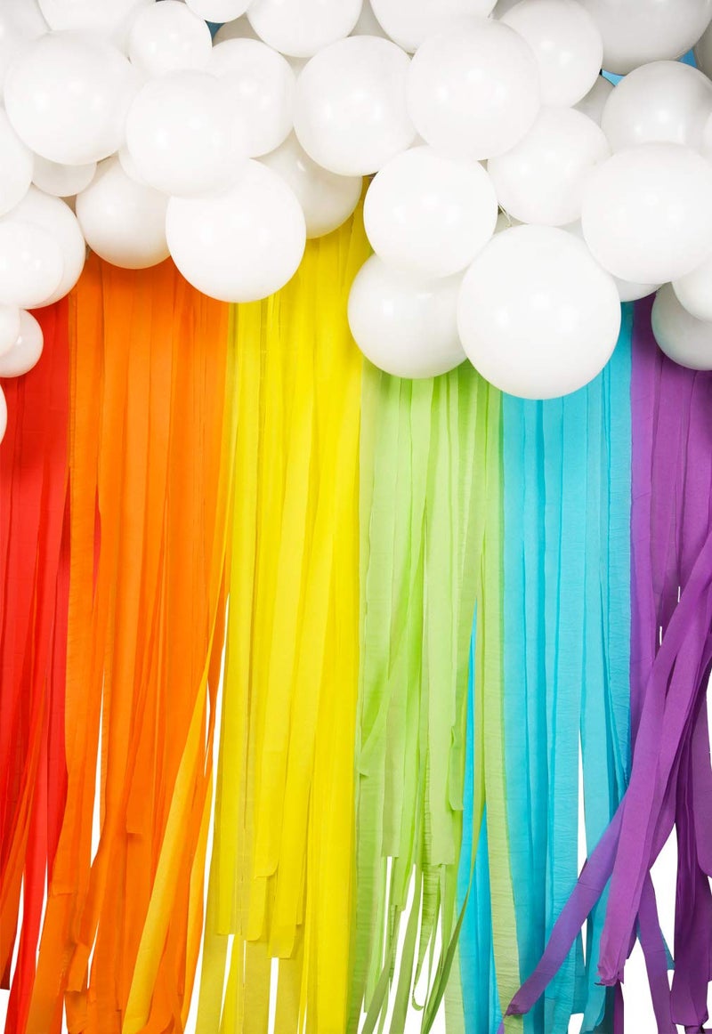 JOYYPOP Rainbow Party Decorations with White Balloon Garland and Rainbow Crepe Paper Streamers for Rainbow Baby Shower Rainbow Birthday Party - Image 4